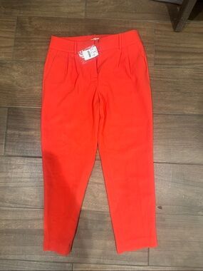 J. Crew Bright Coral High-Rise Cropped Tapered Pants